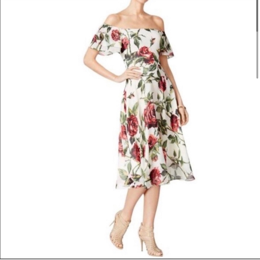 Betsey Johnson Off-Shoulder rose Floral Midi Dress – Size 2 – Gorgeous! - Picture 2 of 12